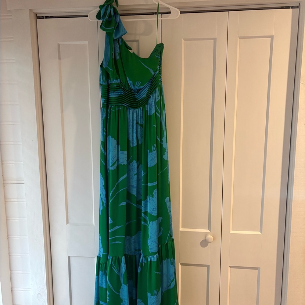 Sugarlips One-Shoulder Dress in Green and Blue